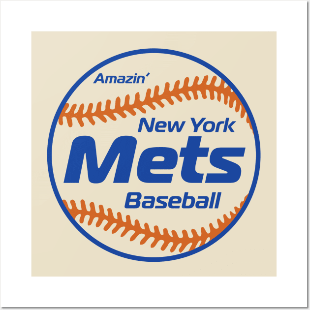 Mets 80s Retro Ball Wall Art by Throwzack
